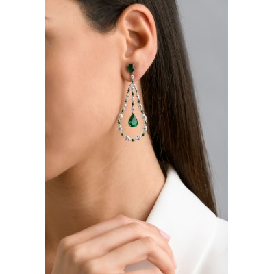 KESSARIS - Emerald Diamond Drop Earrings