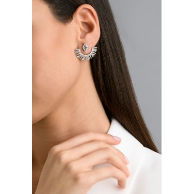 BUSATTI MILANO - Geometric Diamond Front Back Earrings