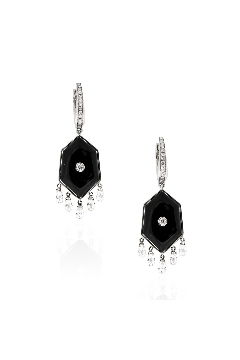 Kessaris-Black Onyx Diamond Drop Earrings
