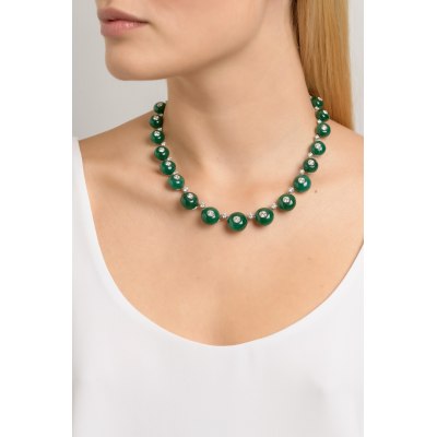 Kessaris-Emerald Diamond Beaded Necklace