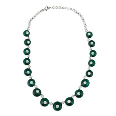 Kessaris-Emerald Diamond Beaded Necklace
